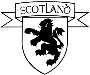 Shield with Lion Rampant and Scotland Banner