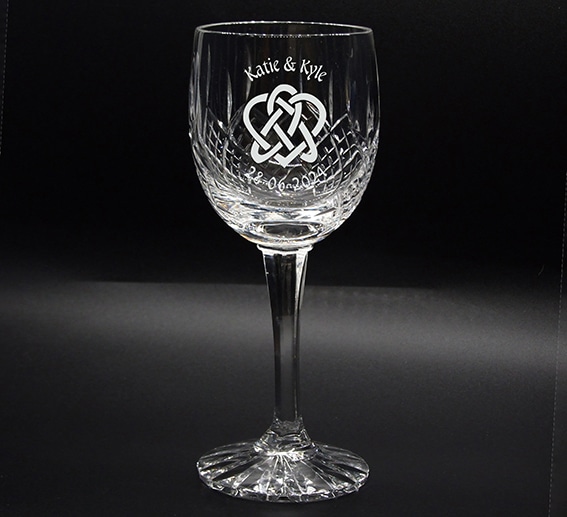 CRYSTAL WINE GLASS CELTIC WEDDING