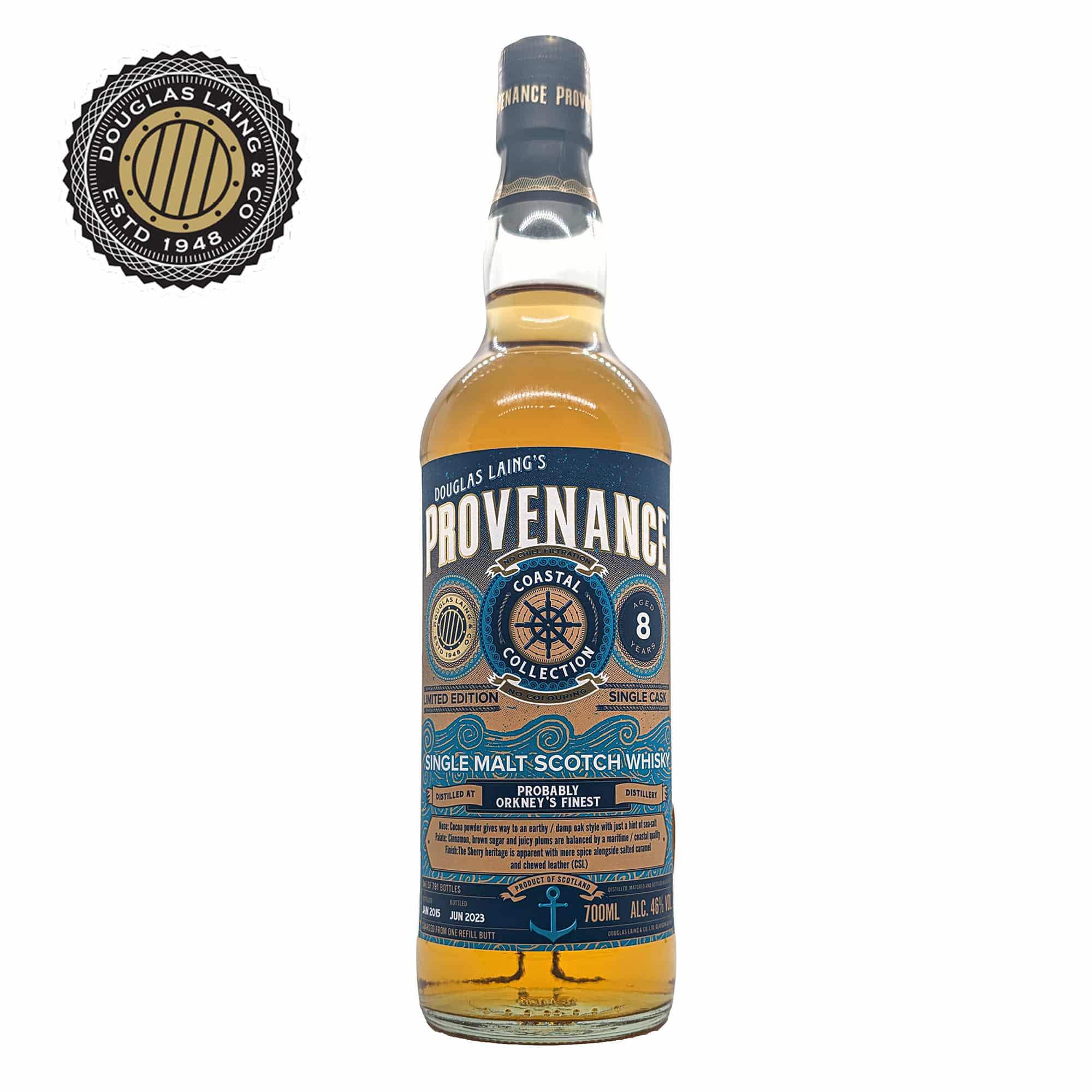 DOUGLAS LAING PROVENANCE 8 YEAR OLD ORKNEY - TB Watson